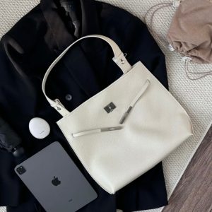 MBH Minimalist Top Grain Leather Kelly Bag Practical Niche Design Shoulder Bag with Storage Bag