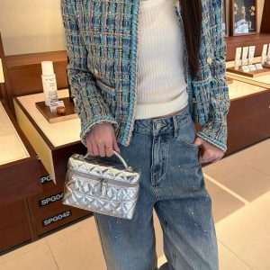 MBH Quilted Cow Leather Lunch Box Bag 2026 Summer New Chain Crossbody with Chain