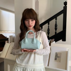 MBH Puff Small Milk Bag Korean Style Versatile Ins Bowling Bag Spring Summer Crossbody Handbag with Shoulder Strap
