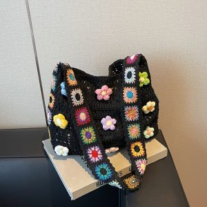 2026 New Large Capacity Knit Tote Shoulder Bag for Spring Summer